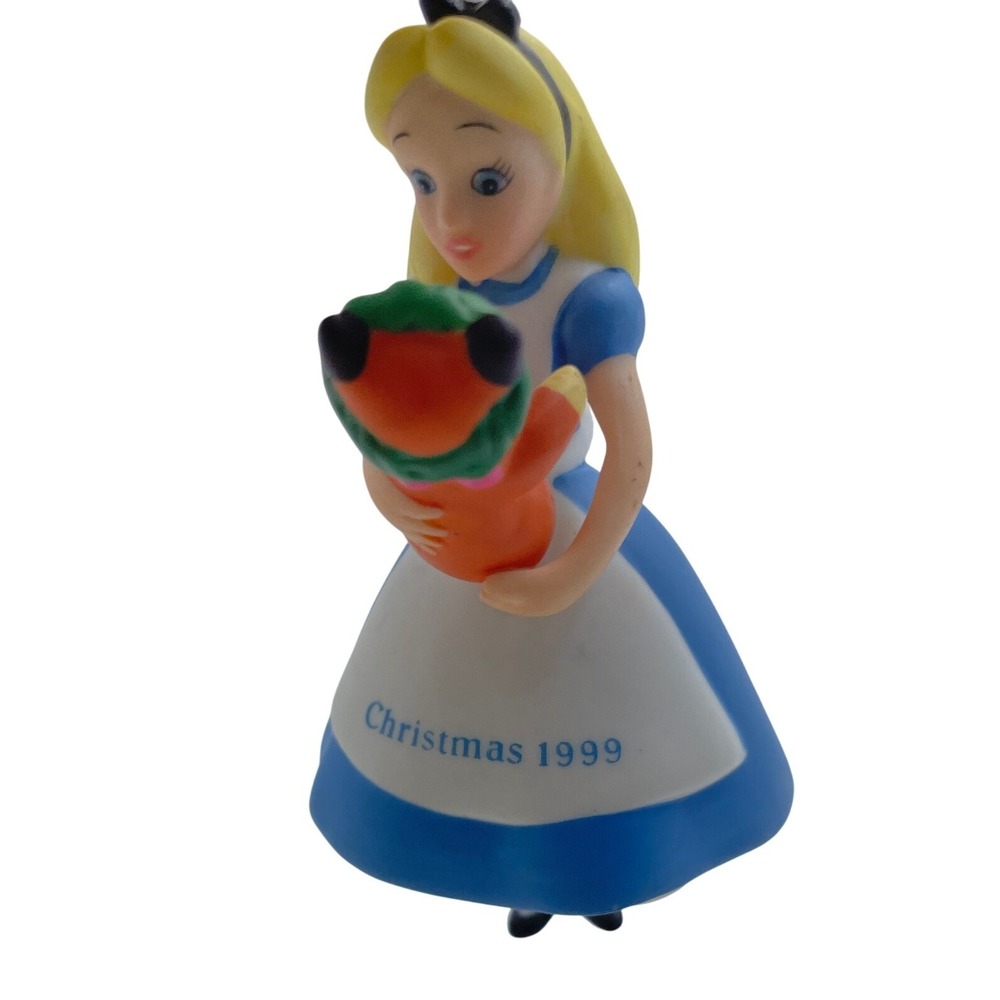 Disney Alice in Wonderland Christmas 1999 Ornament Alice Holding Dinah Kitten